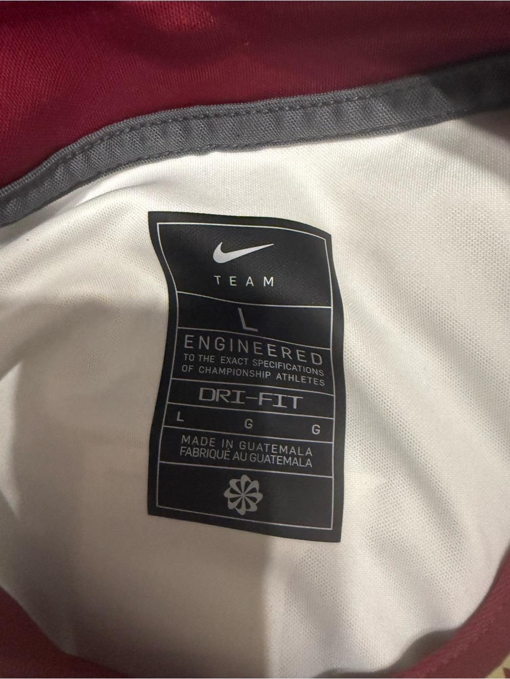 Nike Dri-FIT Team Jersey in White and Garnet - Picture 2 of 4
